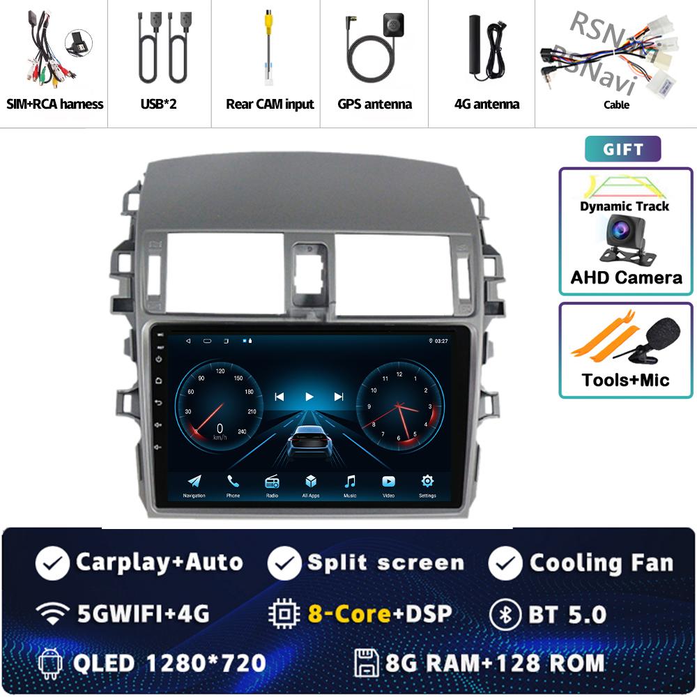 Android 14 Carplay автомобильное радио для Toyota Corolla E140 E150 2006 - 2013 Мультимедийный видеоплеер Навигация GPS Стерео 2Din DVD BT