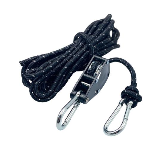 1 Набор Натяжитель веревки с роликом и шнуром 4/5 м, сверхпрочный, для наружного использования, для бэкпэкинга, туризма, катания на лодках, кемпинга, Регулятор-затяжитель оттяжной веревки