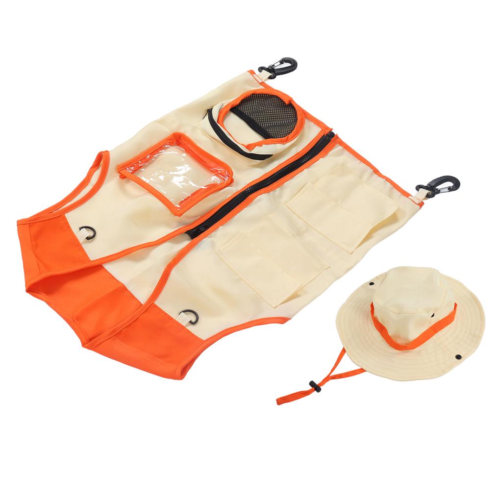 Children Outdoor Adventure Vest Hat Set Kid Washable Exploration Costume for Cosplay Camping