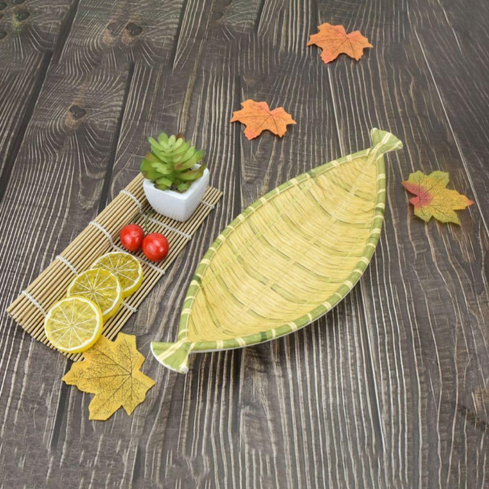 Melamine Hot Pot Vegetable Plate Imitation Bamboo Weaving Vegetable Fruit Tray Barbecue Plate Home