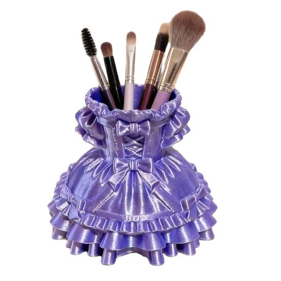 Makeup Brush Storage Box Princess Dress Shape 3D Printed Pen Holder