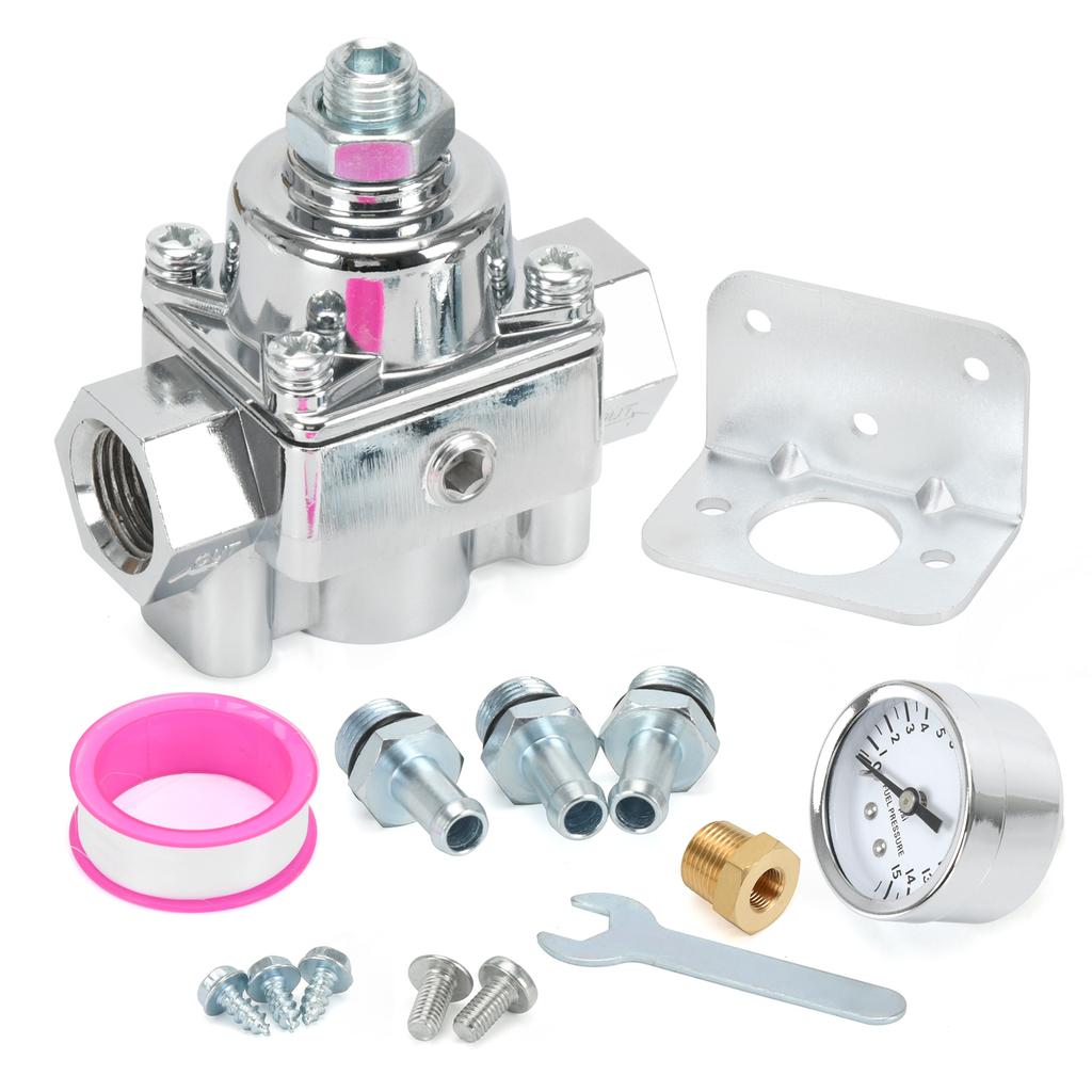 12-804 & 12-803 Upgrade Adjustable Fuel Pressure Regulator, w/ Gauge Replacement for Holley & Edelbrock carburetors
