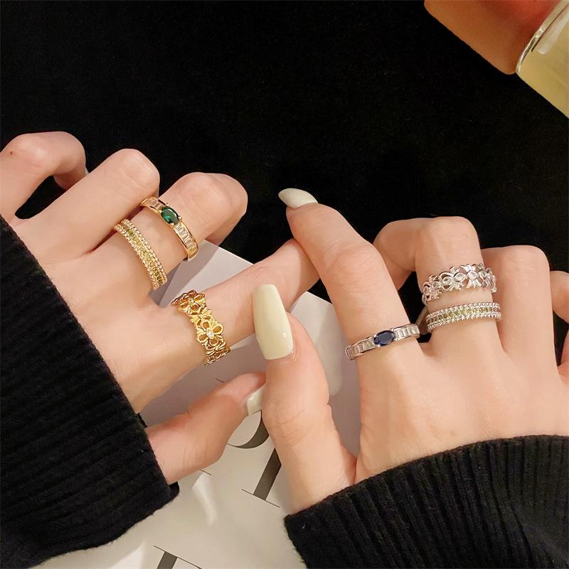 Ретро-стиль, Открытое кольцо, Цветное сокровище, Высококлассное исполнение, Модный нишевый дизайн, Средневековое кольцо, Кольцо на указательный палец