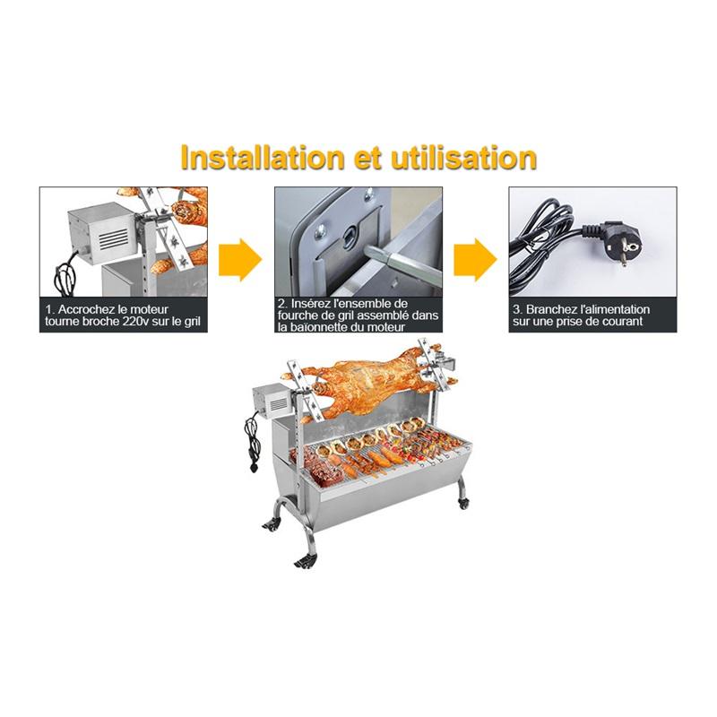 Электрический мотор для вертела-гриля Коза Свинья Курица Барбекю Вертел Вращающийся Вертел Наружные Аксессуары для Барбекю SP-S40 Нержавеющая Сталь