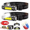 1-5 шт. Перезаряжаемый COB LED налобный фонарь Сильный магнит Мощный налобный фонарь Сверхяркий Водонепроницаемый Налобный фонарь Для рыбалки на открытом воздухе