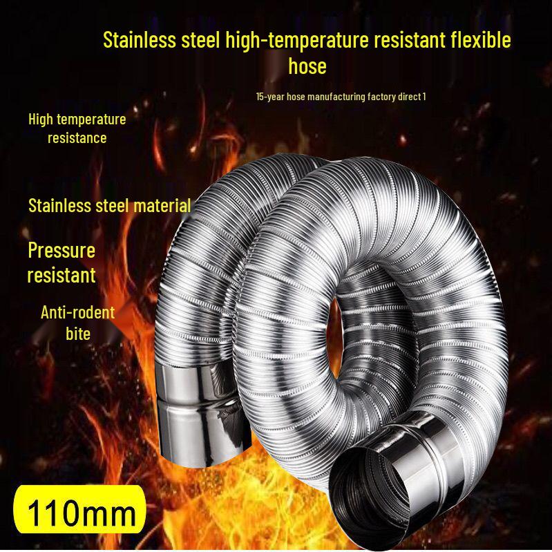 1.5m Stainless Steel High-Temperature Resistant Corrugated Flexible Exhaust Hose for Heaters and Gas.