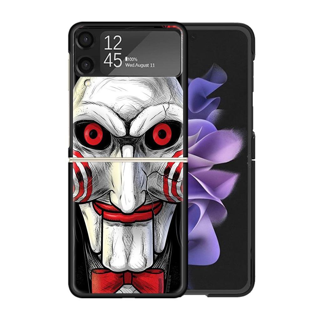 The Jigsaw Killer Horror Clear Phone Case For Samsung Z Flip 7 6 5 4 3 Galaxy ZFlip7 ZFlip6 ZFlip5 ZFlip4 ZFlip3 5G Print Cover
