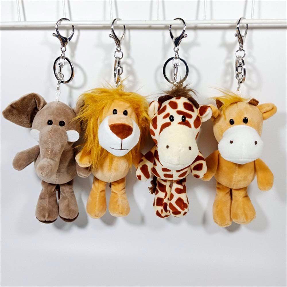 Giraffe Lion Key Chain Elephant Key Ring Animal Plush Toy Plush Keychain Plush Dolls Stuffed Toys