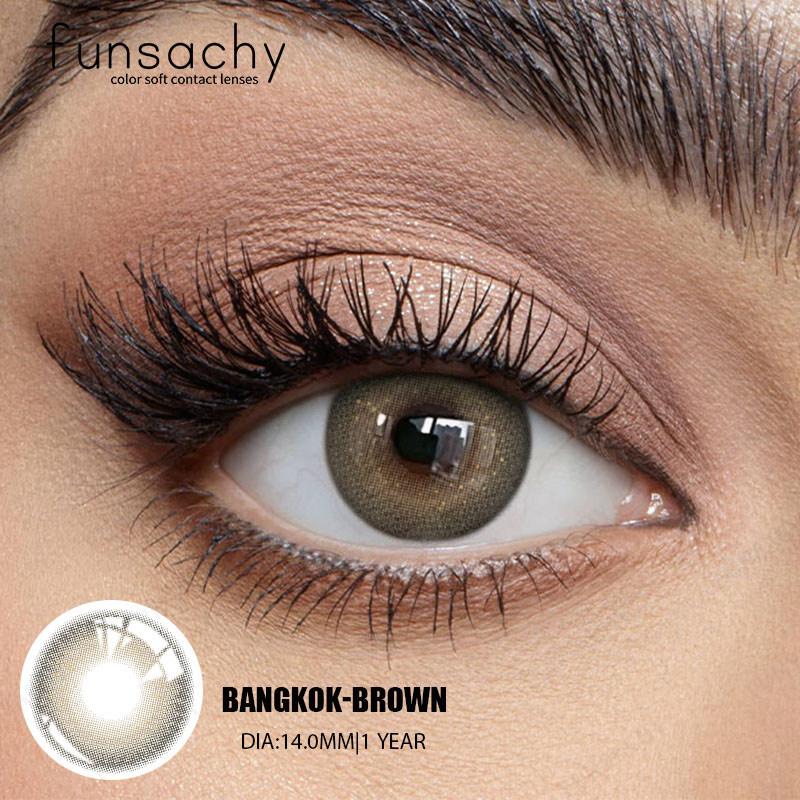FUNSACHY 2pcs New Colored Contact Lenses for Eyes Fashion Cosmetic Brown Pupils Gray Lenses for Eye Multicolored Contact Lens