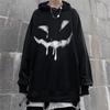 Готическая толстовка большого размера, черная Harajuku, эмо, графический пуловер в готическом стиле, женская осенняя уличная толстовка в стиле гранж, женская