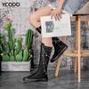Spring Autumn Women Boots Canvas Mid Calf Boots Casual High Top Shoes Long Boots Lace Up Zipper Comfortable Flat Boots Size 34-43