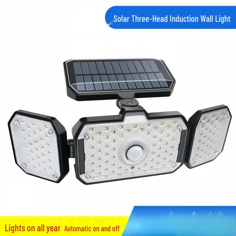 Светодиодный настенный светильник Lishi Solar с тремя головками и датчиком движения