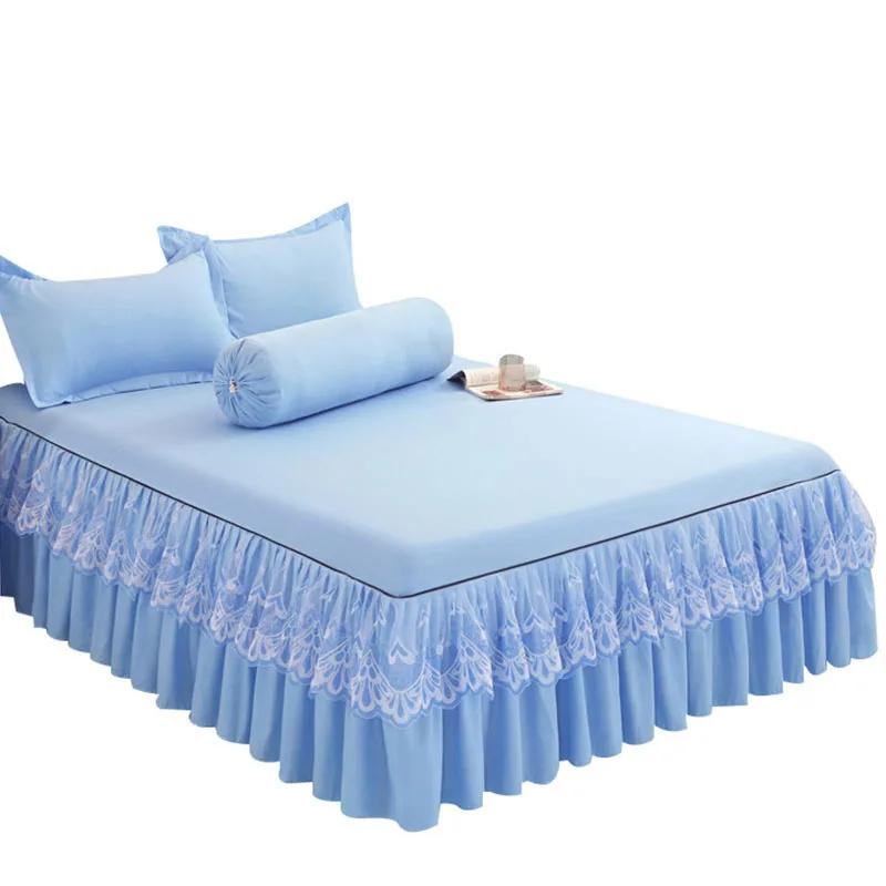 (Нет наволочки)Кружевная рубашка принцессы с рюшами Покрывала Простыни Домашний текстиль Одеяла для спальни Пылезащитный чехол Постельное белье Наматрасник