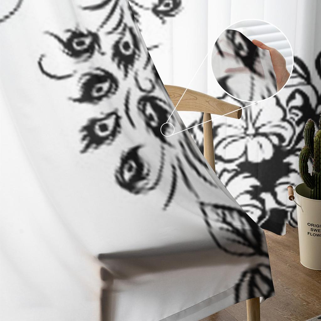 Ветка павлиньего дерева цветы гибискуса шифоновые прозрачные шторы для гостиной спальни оконные занавески вуали тюль Cortinas