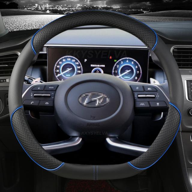 Чехол на руль автомобиля из искусственной кожи для Hyundai Tucson NX4 Elantra Sonata 10th, автоаксессуары
