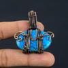 Tibetan Turquoise Pendant, 999 Copper Wire Wrapped Gemstone Jewelry, Handmade Pendant, For Thanksgiving