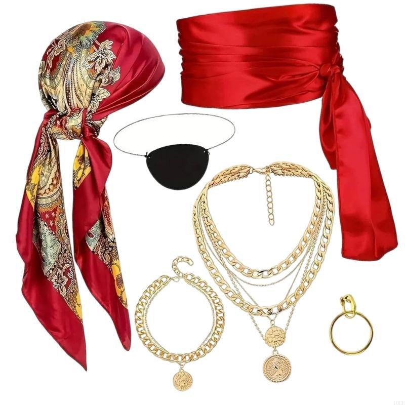 Full Pirate Accessories Collection Bandana Belt Necklace Bracelet Combo