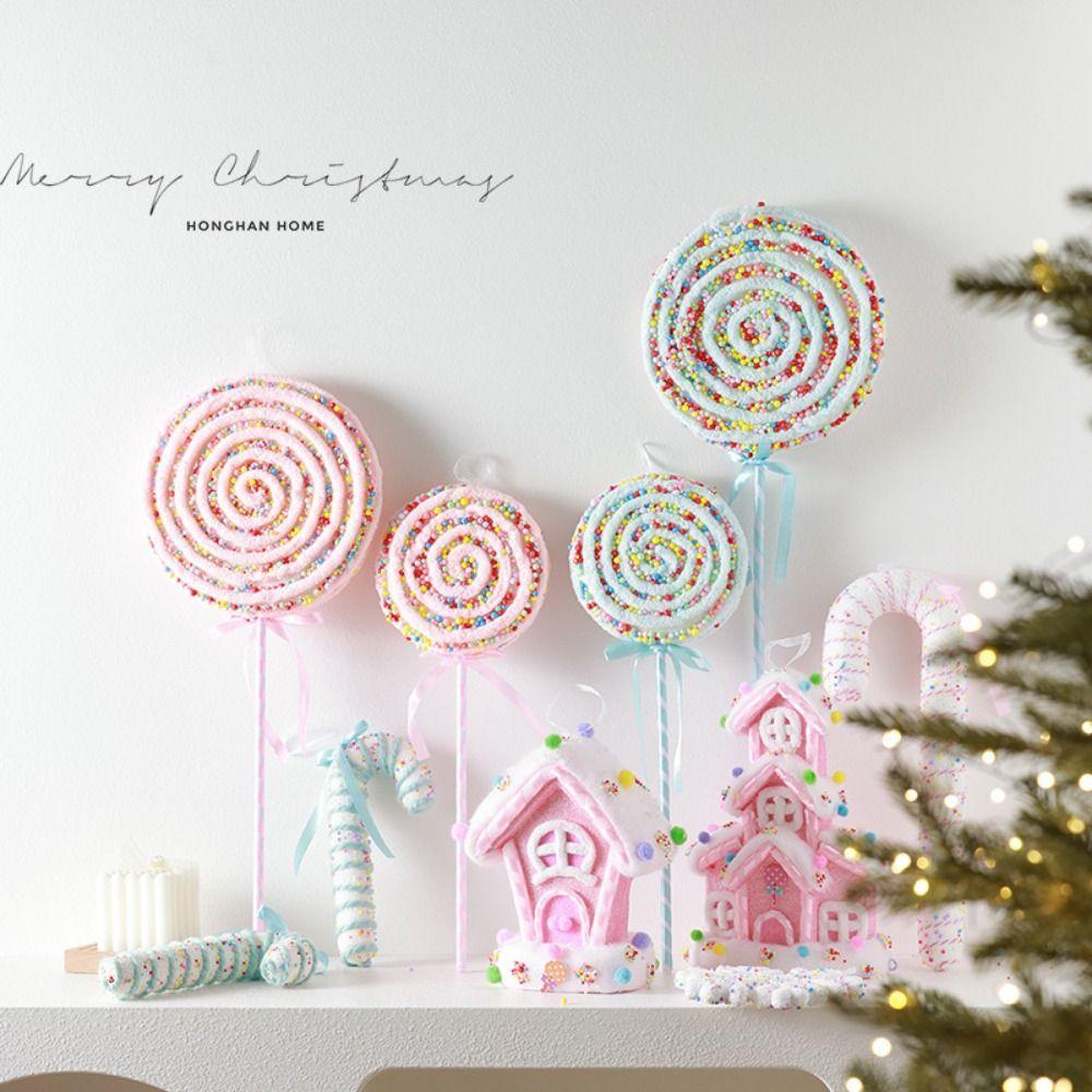 Multicolor Christmas Lollipop Decorations Foam Party Supplies Hanging Pendants Photo Props Cartoon Candy Cane