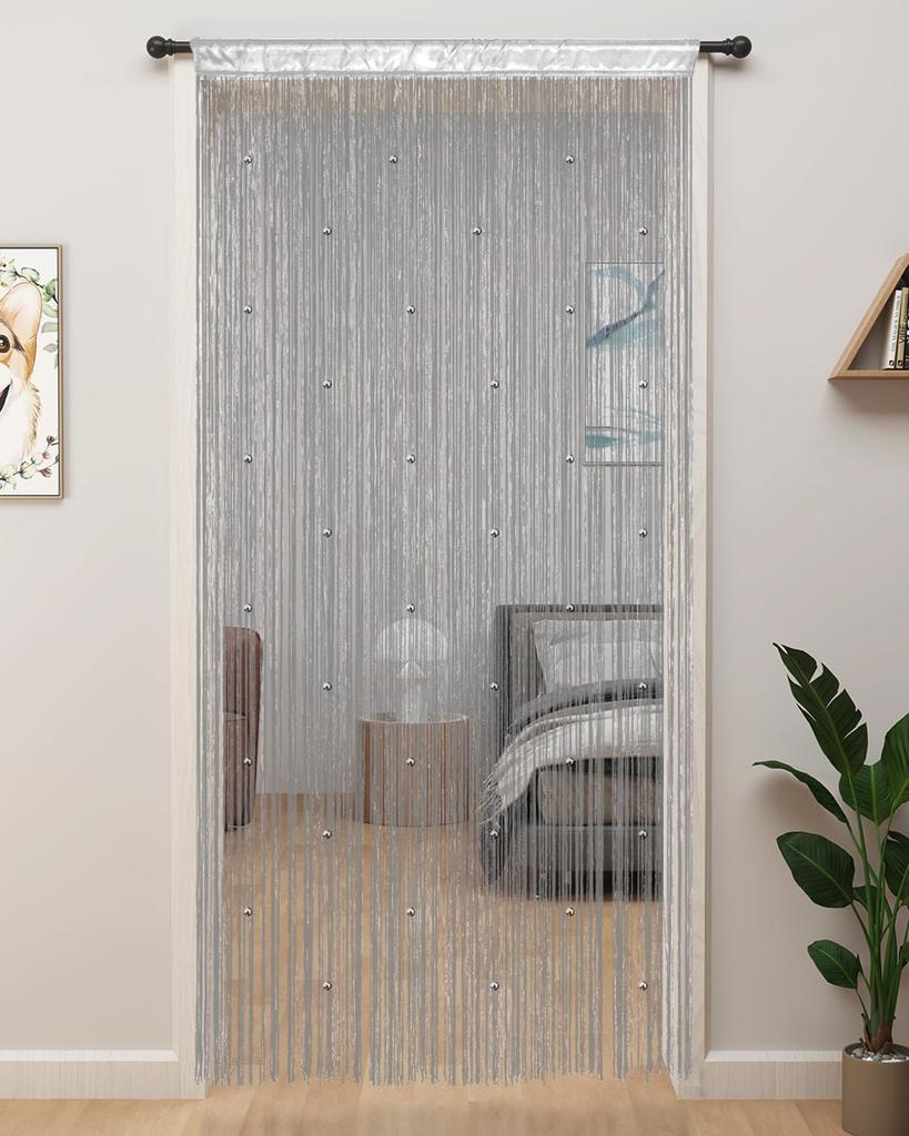 Шторы-нити, блестящие шторы с бахромой для окна 39 X 79 дюймов, разделительная полоса для двери, кисточка для свадьбы, гостиной, ванной, кофейни(шампанское)