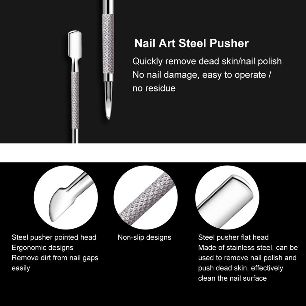 3pcs Silver Cuticle Nippers Dead Skin Pusher Kit For Toenails