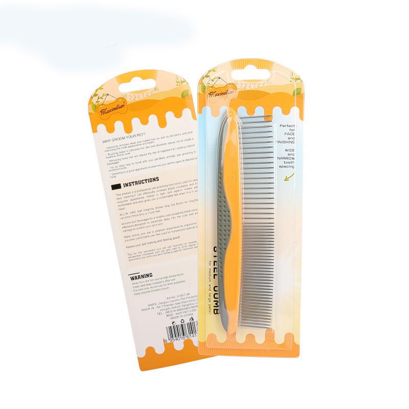 Pet Grooming Comb With Plastic Handle Detangling And Flea Comb For Dogs Green Blue Orange