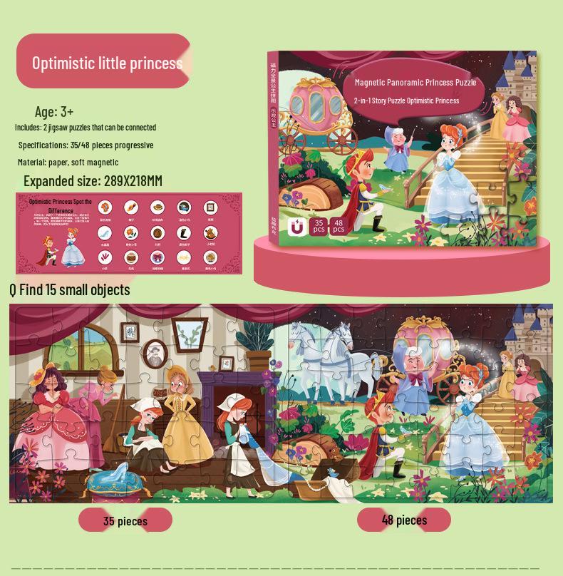 Princess Magnetic Puzzle for Girls Ages 3 and Up - Educational Toy Gift
