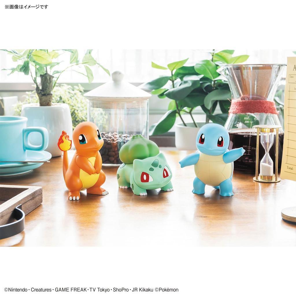 BANDAI SPIRITS Pokemon Plastic Model Collection Quick Charmander Bulbasaur Squirtle Set Plastic Model 11+13+17 & & Color-coded