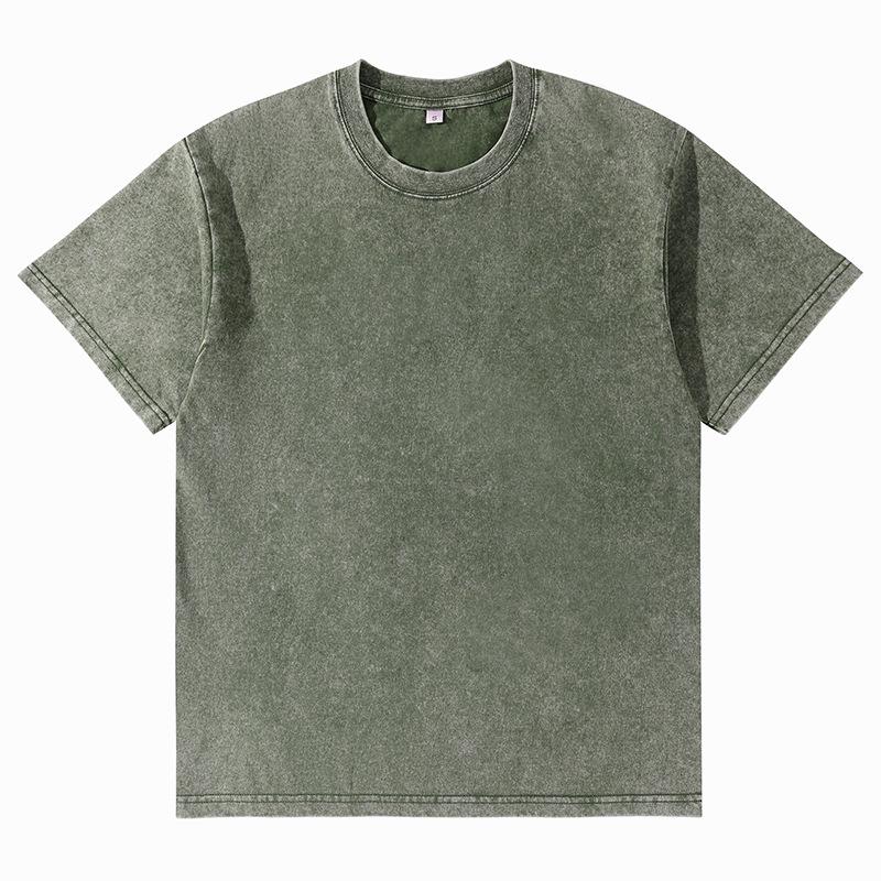 230 г Футболка тай-дай с вареным эффектом и потертостями, европейский крой, с круглым вырезом и приспущенным плечом