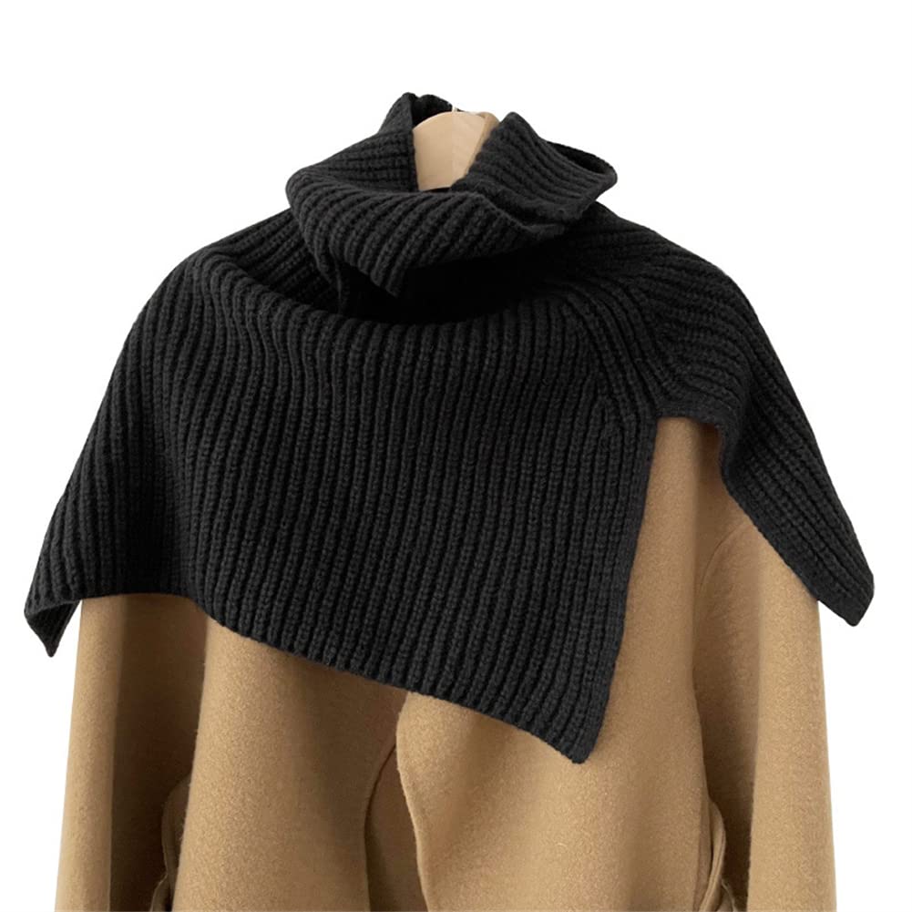 LeafIn Knit Neck Warmer with Warm and Comfortable for Cold Weather Protection Women's Buttons, (Black)