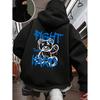 Fashionable European and American Men's Autumn Teddy Bear Letter Print Soft and Comfortable Zipper Hooded Sweatshirt Outdoor