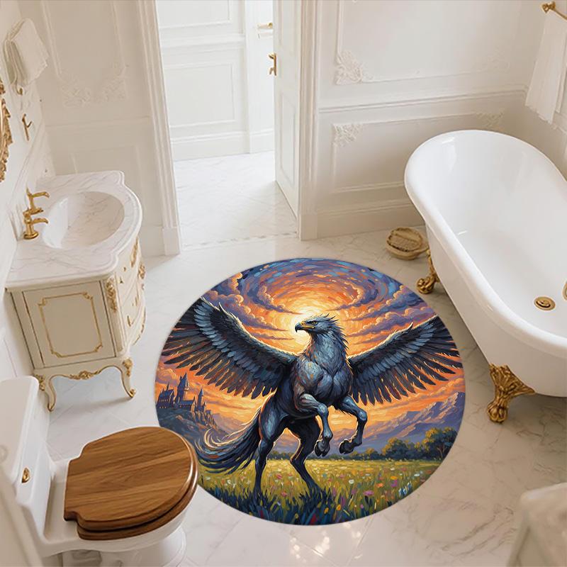 Griffin,Round Area Rug,Carpet Rug for Living Room Bedroom Sofa Playroom Decor,Non-slip Floor Mat