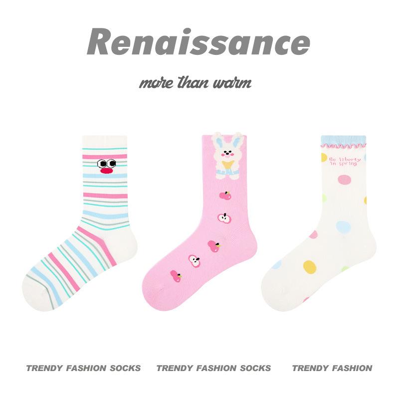 3 пары женских тонких спортивных носков-трубок из хлопка для весны и лета