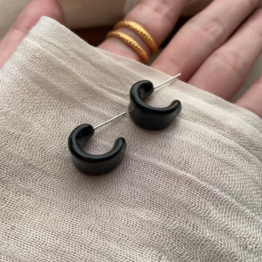 Simple C-Shaped Earrings, Earrings, Retro Metal Woven Texture Earrings, Niche Unique Design Earrings, Light Luxury