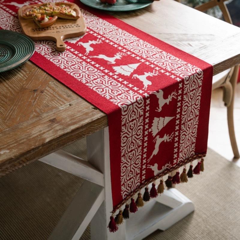 Рождественская снежинка украшение дорожка для стола жаккардовая скатерть для столовой новогодний подарок для дома кухня деревенский декор кровать хвост флаг чехол