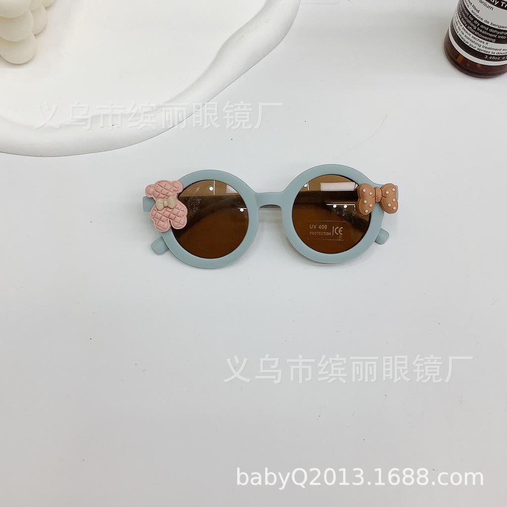 Children'S Sunglasses Sunglasses Wind Danish Retro Round Frame 1-10 Years Old Baby Sunshade Sunscreen Diy Cute Glasses