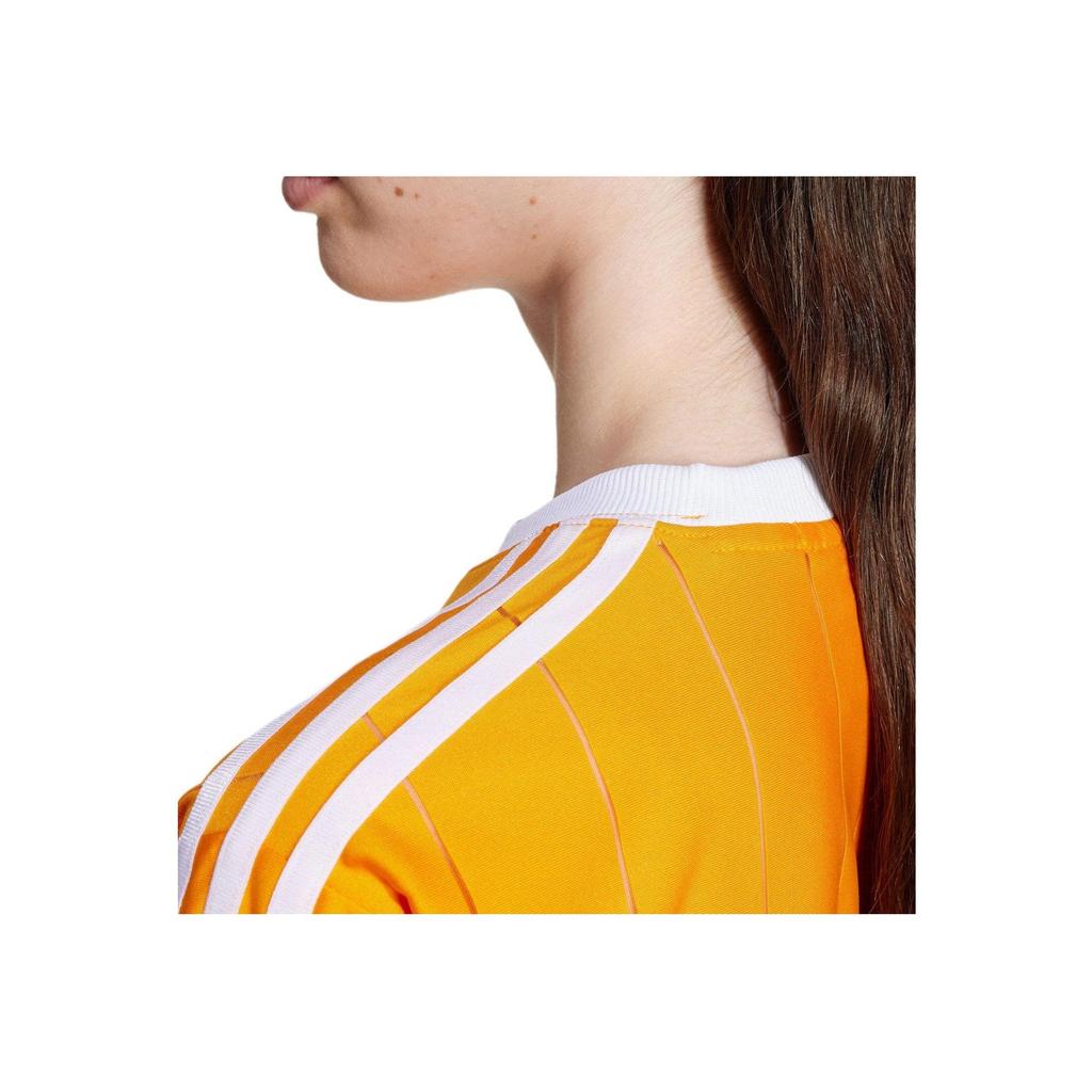 Adidas Originals Adicolor Series Striped Soft Round Neck Pullover Short Sleeve T-Shirt Women T-Shirts Yellow IY7224