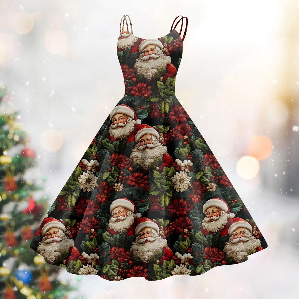 Женское модное сексуальное коктейльное платье без бретелек с рождественским принтом в стиле панк, винтажное платье.