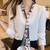 Chiffon Shirt Women's Spring Autumn Western Style Ribbon Design Niche Satin Shirt Temperament Fashionable Long Sleeved Top Blouses & Shirts
