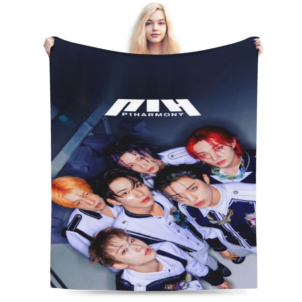 DUH! P1Harmony Kpop Music Album Blanket Fleece Relax Lightweight Thin Throw Blankets for Bedding Plush Thin Quilt