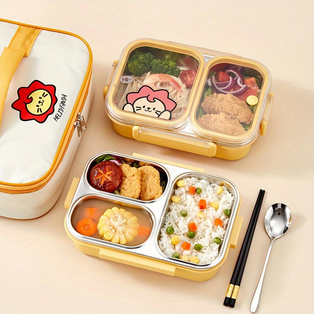 2/3 Grids Portable Divided Bento Box Microwave 304 Stainless Steel Lunch Box For Children Student Leak-proof Lunch Container