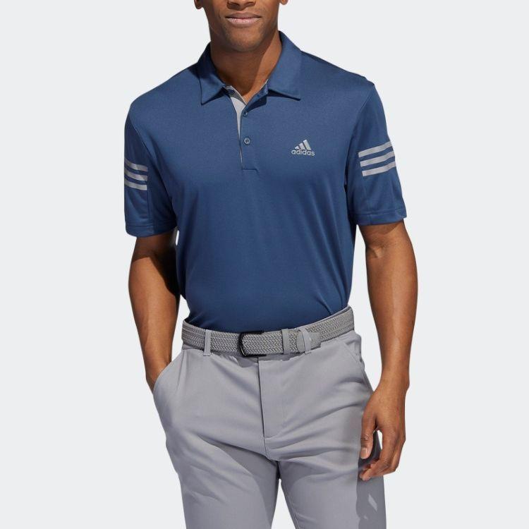 Adidas Рубашка-поло для гольфа с тремя полосками, мужские топы, темно-синие HC5353