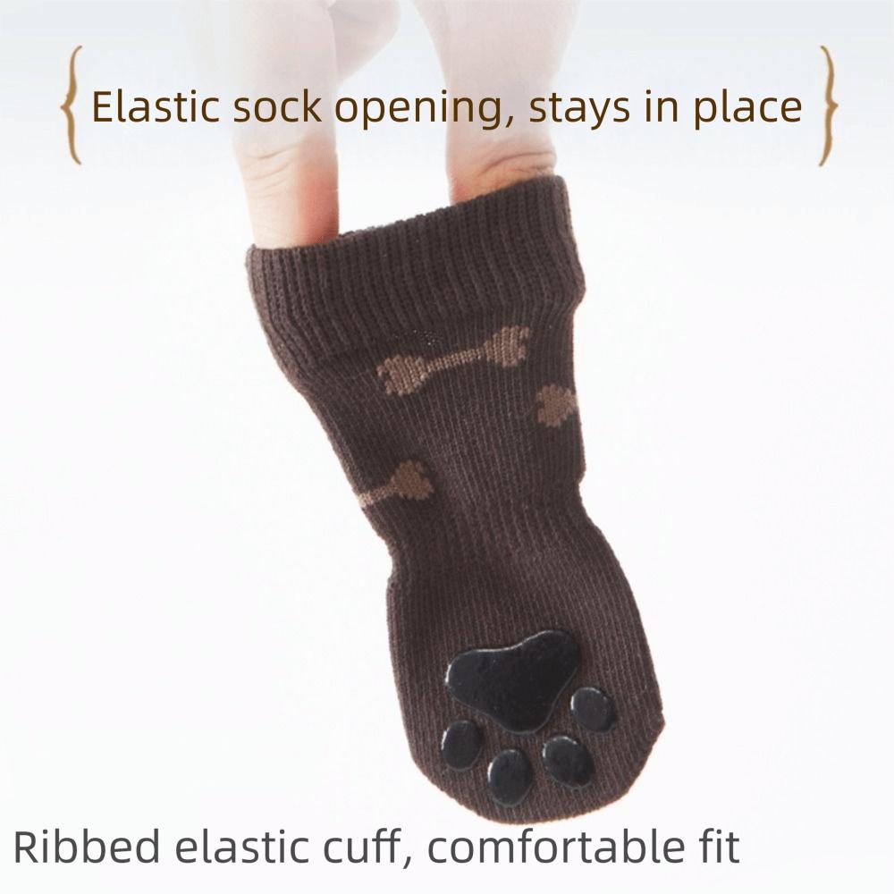 Anti-Slip Cozy Dog Socks Adjustable Band Anti-Scratch Noiseless Knitted Socks Strong Grip Anti-dirt Dog Paw Covers Wooden Floors