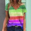 3D Striped Print T-Shirts For Women Oversized V-Neck Short Sleeve Tops Summer Fashion Popular Female Clothing 2024 Streetwear