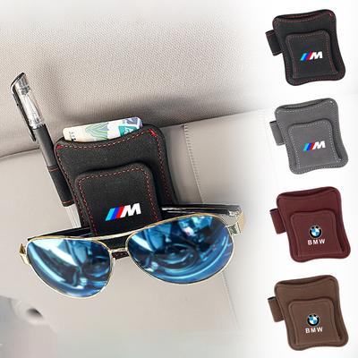 Car Glasses Clip Multifunction Sun Visor Leather Magnetic Eyeglasses Clips For BMW M E28 E39 E46 E53 E60 F20 X6 X5 Performance DES2