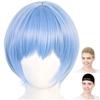 CaseEden Cosplay Wig Premium EVA Rei Ayanami Short Hair Short Light Blue Light Blue 6080