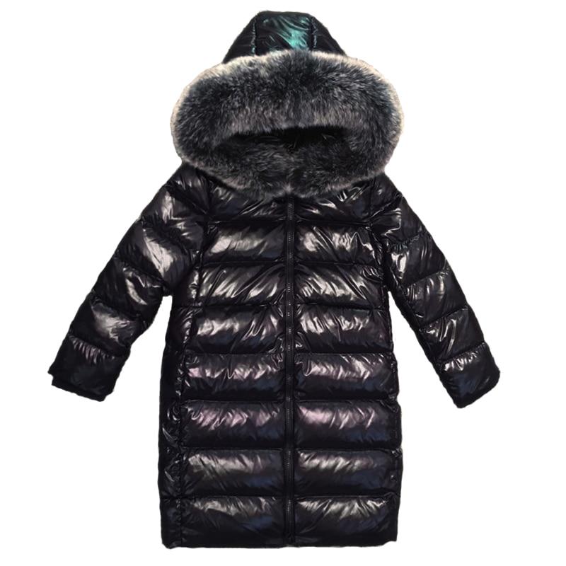 -30 Degrees Warm Down Jacket For Girls Fox Fur Kids Girls Winter Jacket Coat Children Boys Outerwear