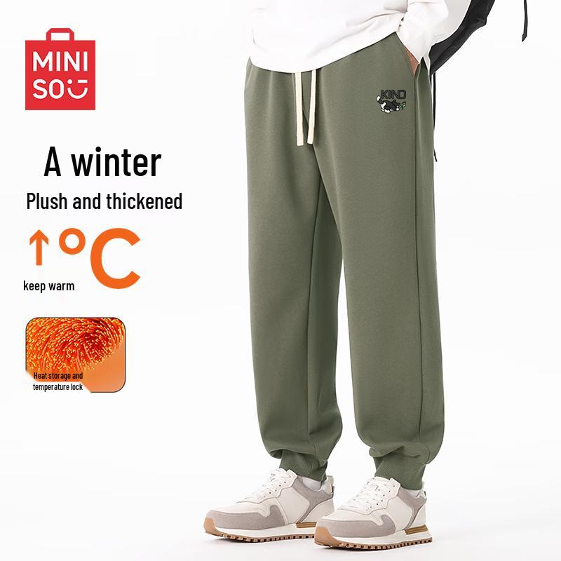 MINISO Мужские зауженные спортивные штаны на флисовой подкладке из альпаки