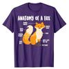 Anatomy of A Fox | Cute Sweet Carnivore Funny Animal Gift T-Shirt Humor Fox-Lovers Graphic Tee Tops Short Sleeve Blouses Gifts