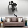 Imitation Copper Wall Decor Abstract Character Resin Rock Climbing Man Statue Sculpture Background Wall Art 3D Through Wall