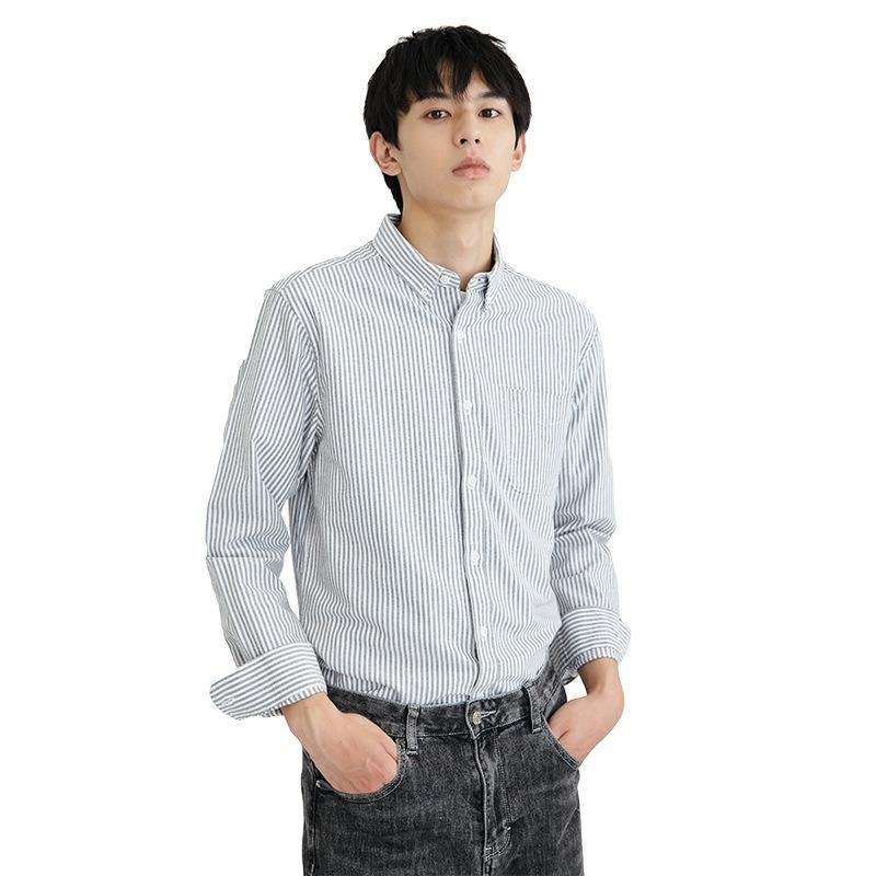 Men S Long Sleeve Striped Cotton Shirt Casual Style